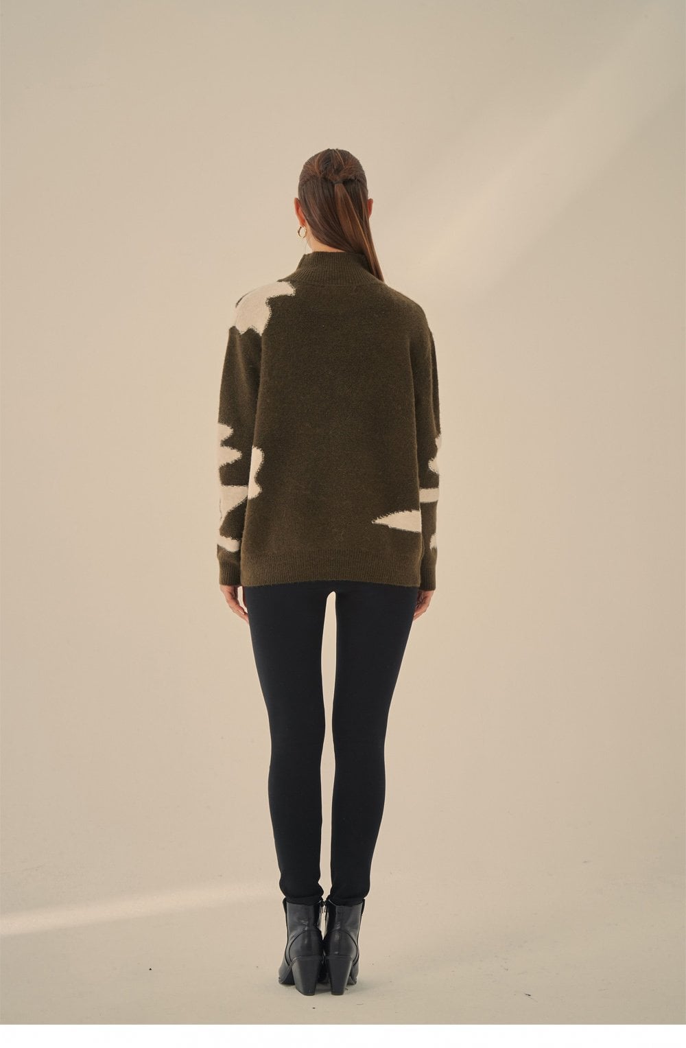 Khaki and Cream Pattern Jumper