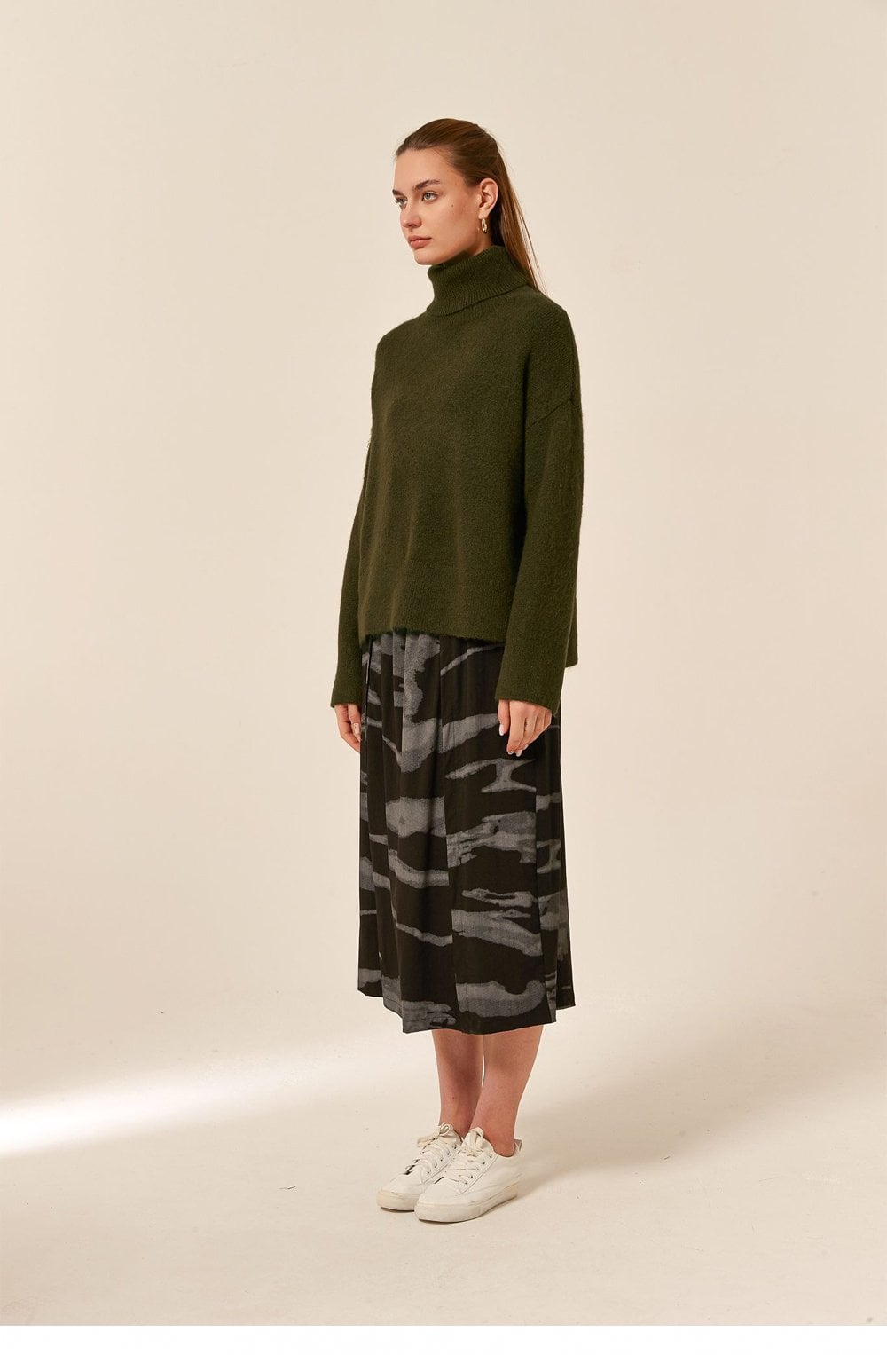 Khaki Turtleneck Jumper