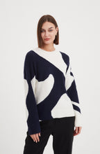 Navy and Cream Abstract Pattern Knit