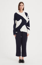 Navy and Cream Abstract Pattern Knit