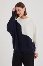 Navy and Cream Wave Pattern Batwing Jumper