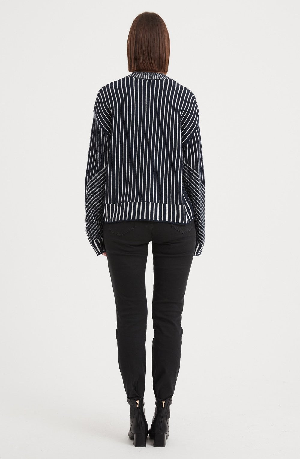 Navy Geometric Stripe Jumper