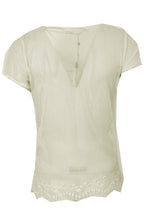 Top finemesh flower design warm offwhite