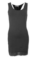 Vest long with lace hem graphite