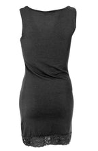 Vest long with lace hem graphite