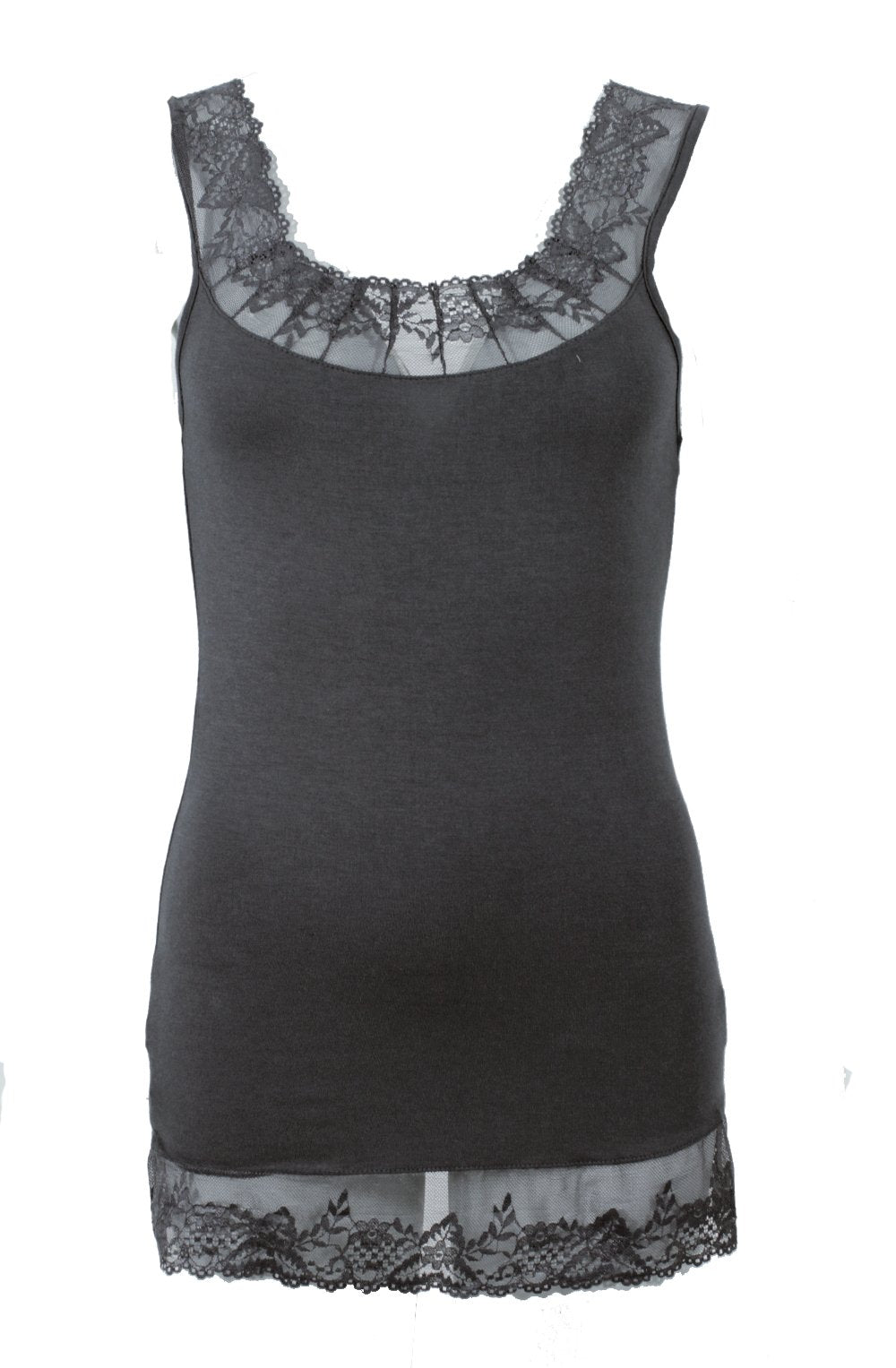 Vest with lace trim graphite