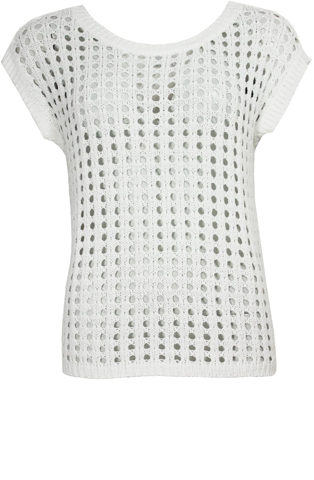 White Loose Knit Top