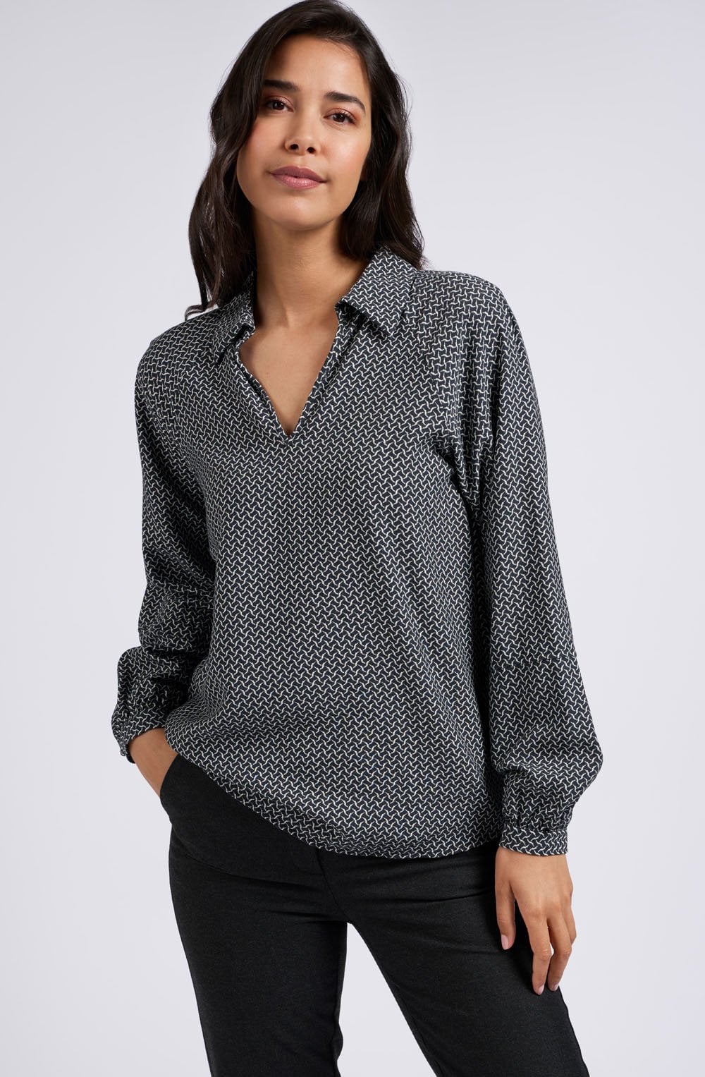 Anthracite Balloon Sleeved Blouse