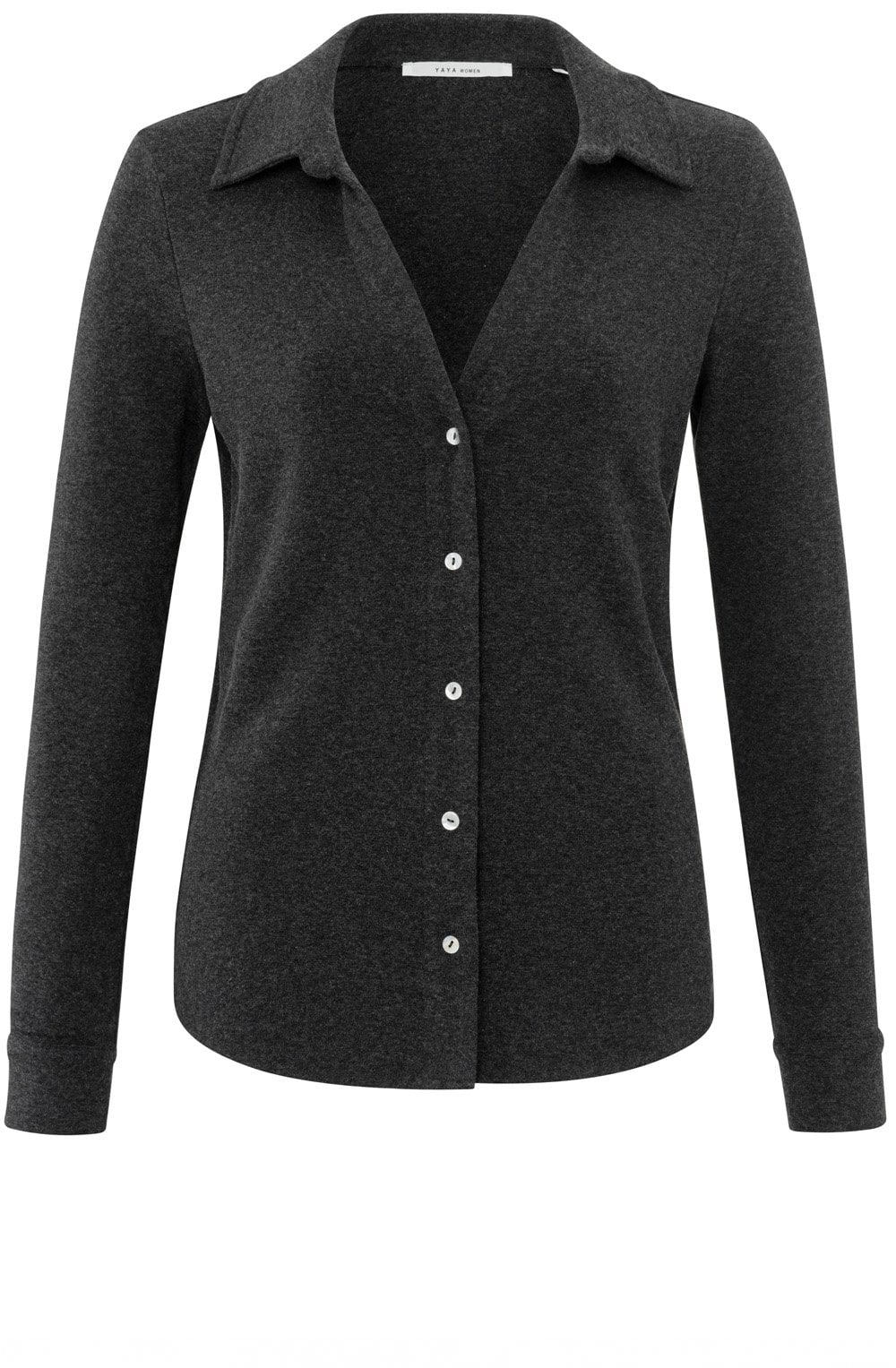 Anthracite Collared Jersey Blouse