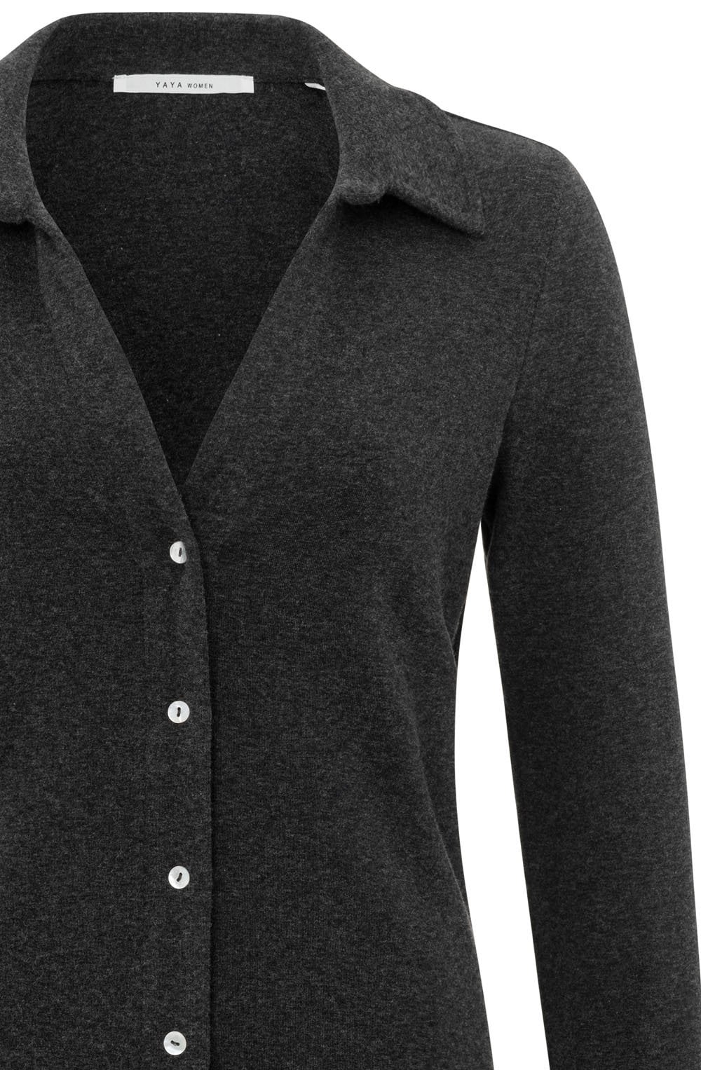 Anthracite Collared Jersey Blouse
