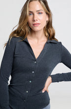 Anthracite Collared Jersey Blouse