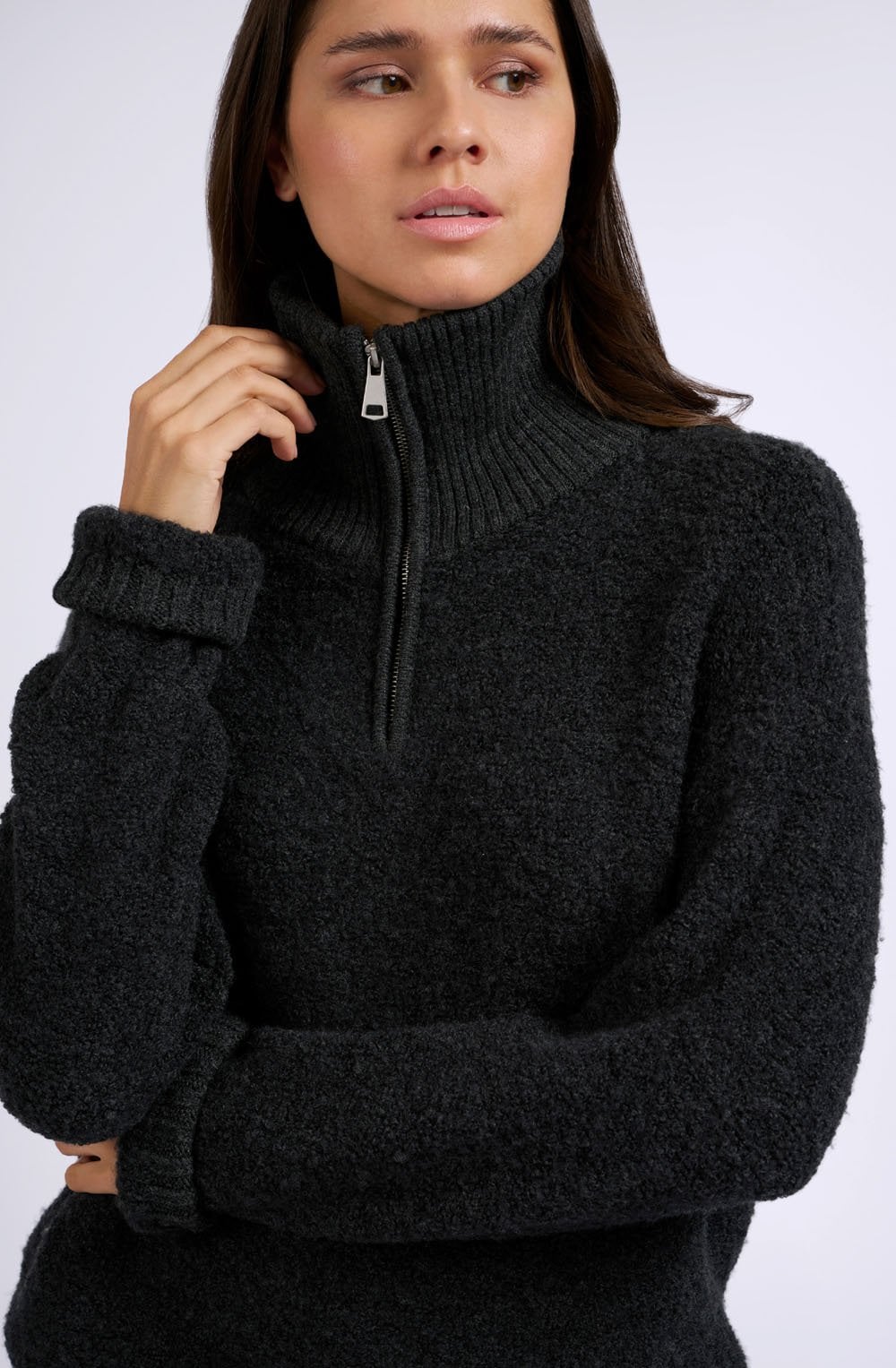 Anthracite Half Zip Oversized Sweater