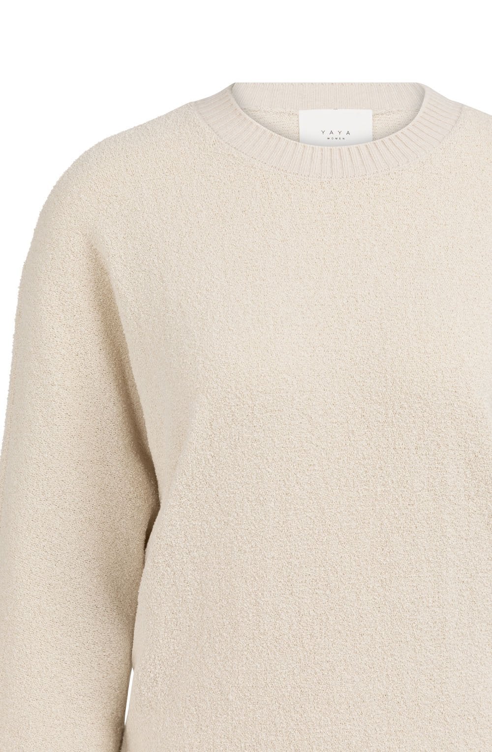 Beige Bouclé Knit Batwing Jumper