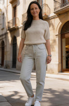 Beige Chunky Knit Short Sleeve Jumper