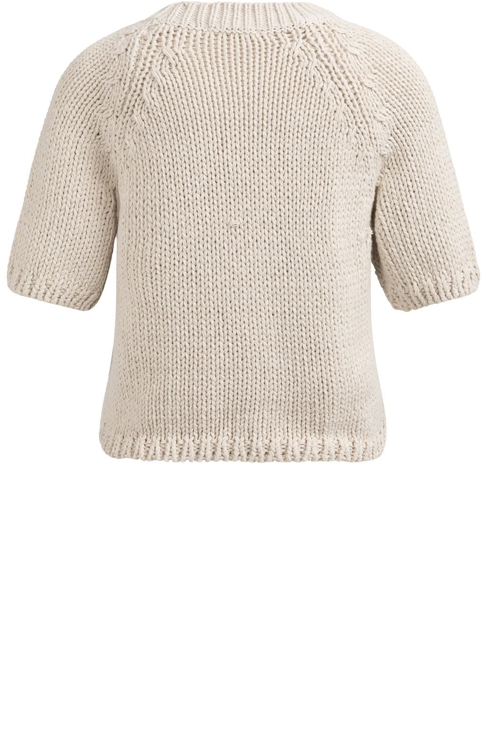 Beige Chunky Knit Short Sleeve Jumper