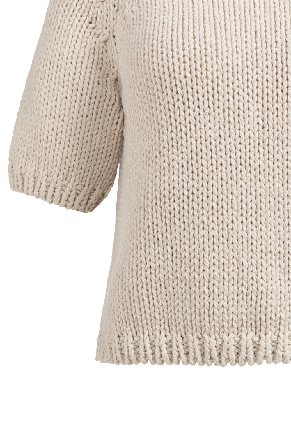 Beige Chunky Knit Short Sleeve Jumper