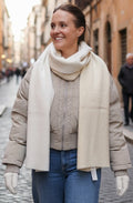 Beige Melange Knitted Gloves