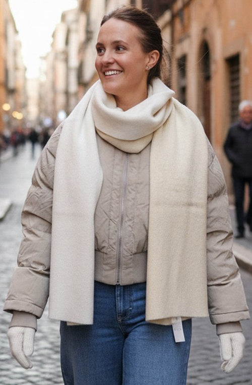 Beige Melange Knitted Gloves