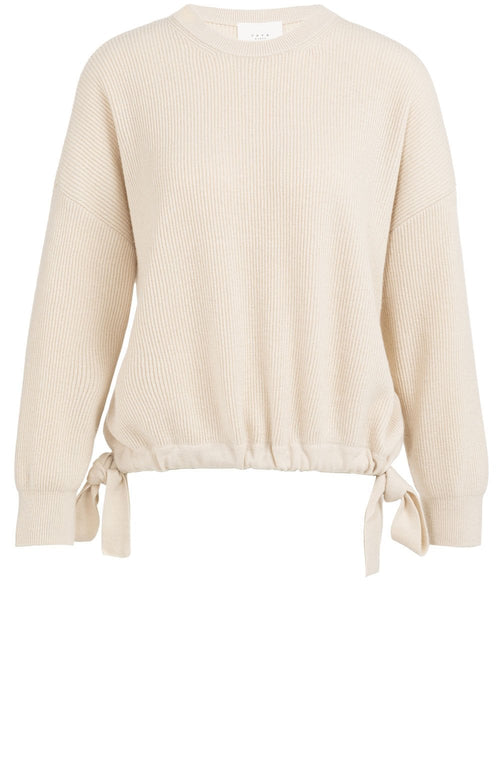 Beige Melange Ribbed Knit Jumper