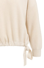 Beige Melange Ribbed Knit Jumper