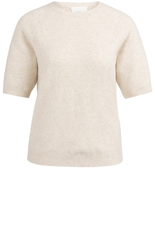 Beige Melange Soft Knit Short Sleeved Jumper