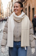 Beige Melange Two Tone Oversized Scarf