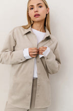 Beige Suede Look Belted Shirt