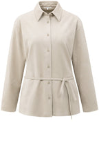 Beige Suede Look Belted Shirt