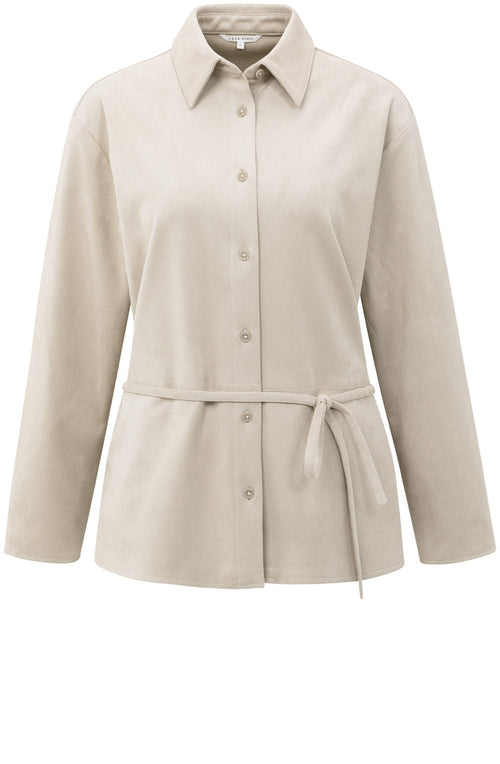 Beige Suede Look Belted Shirt