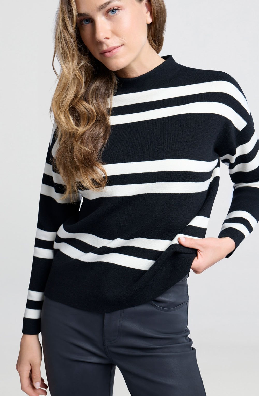 Black Dessin Striped Turtleneck Jumper