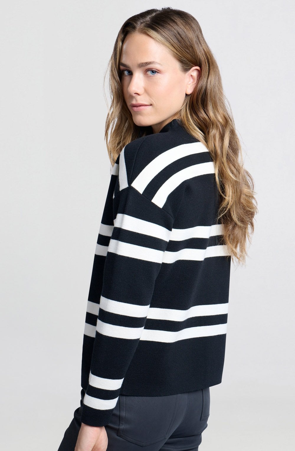 Black Dessin Striped Turtleneck Jumper