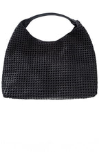 Black Woven Design Leather Tote Bag
