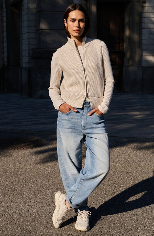 Blue Denim High Waist Barrel Jeans