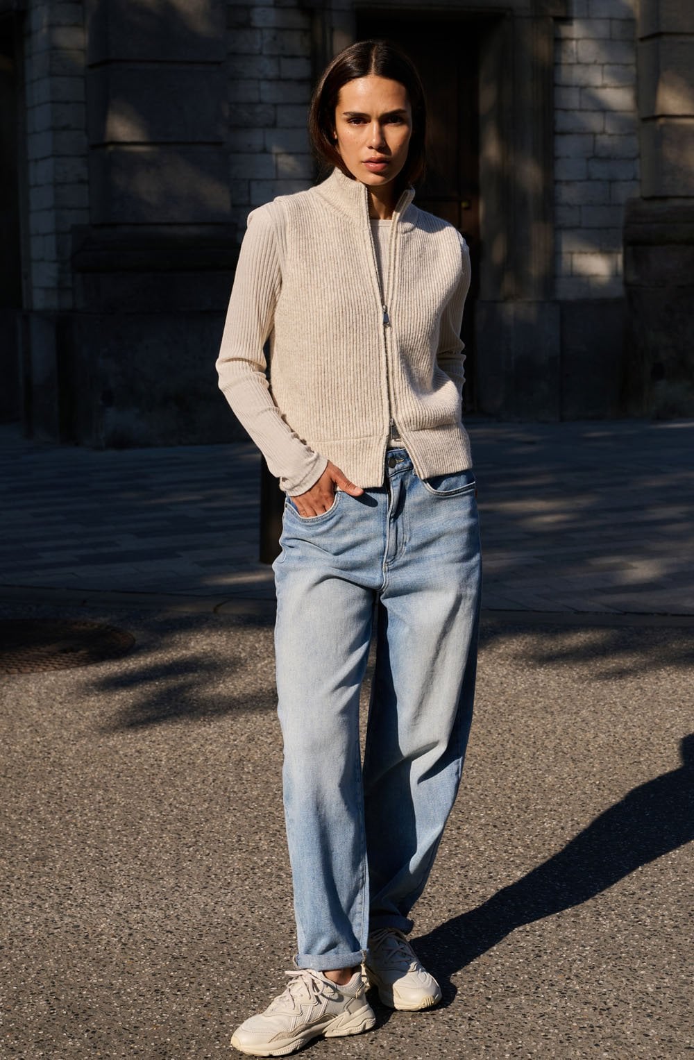 Blue Denim High Waist Barrel Jeans