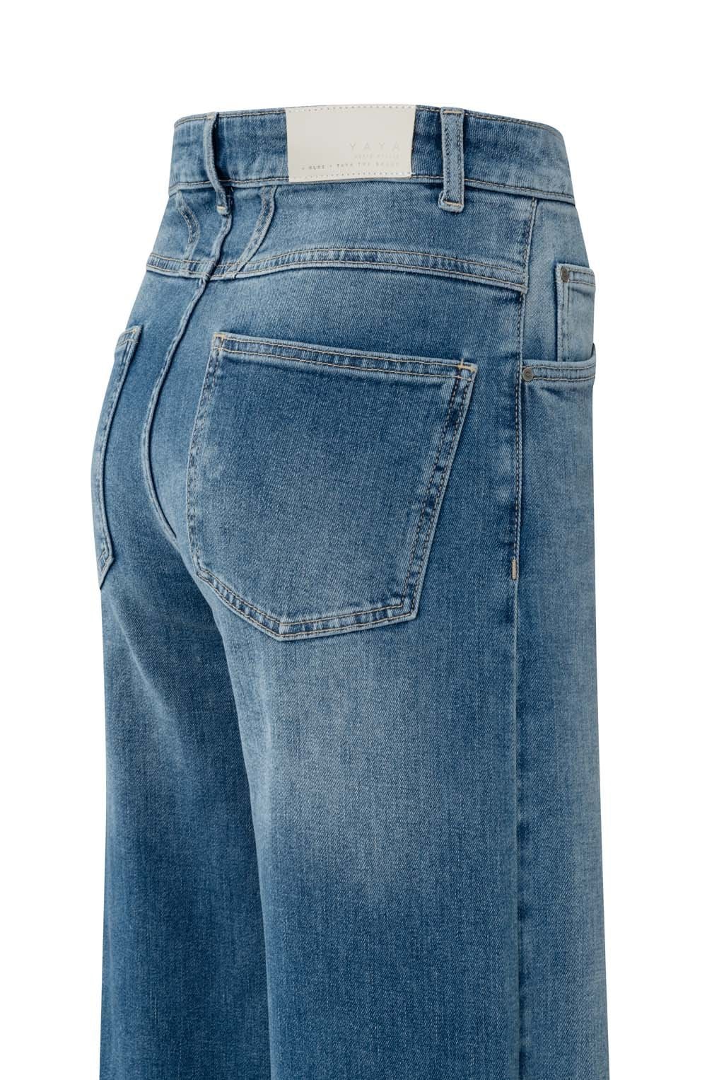 Blue Denim High Waisted Wide Leg Jeans