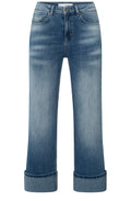 Blue Denim Turned Up Hem Jeans