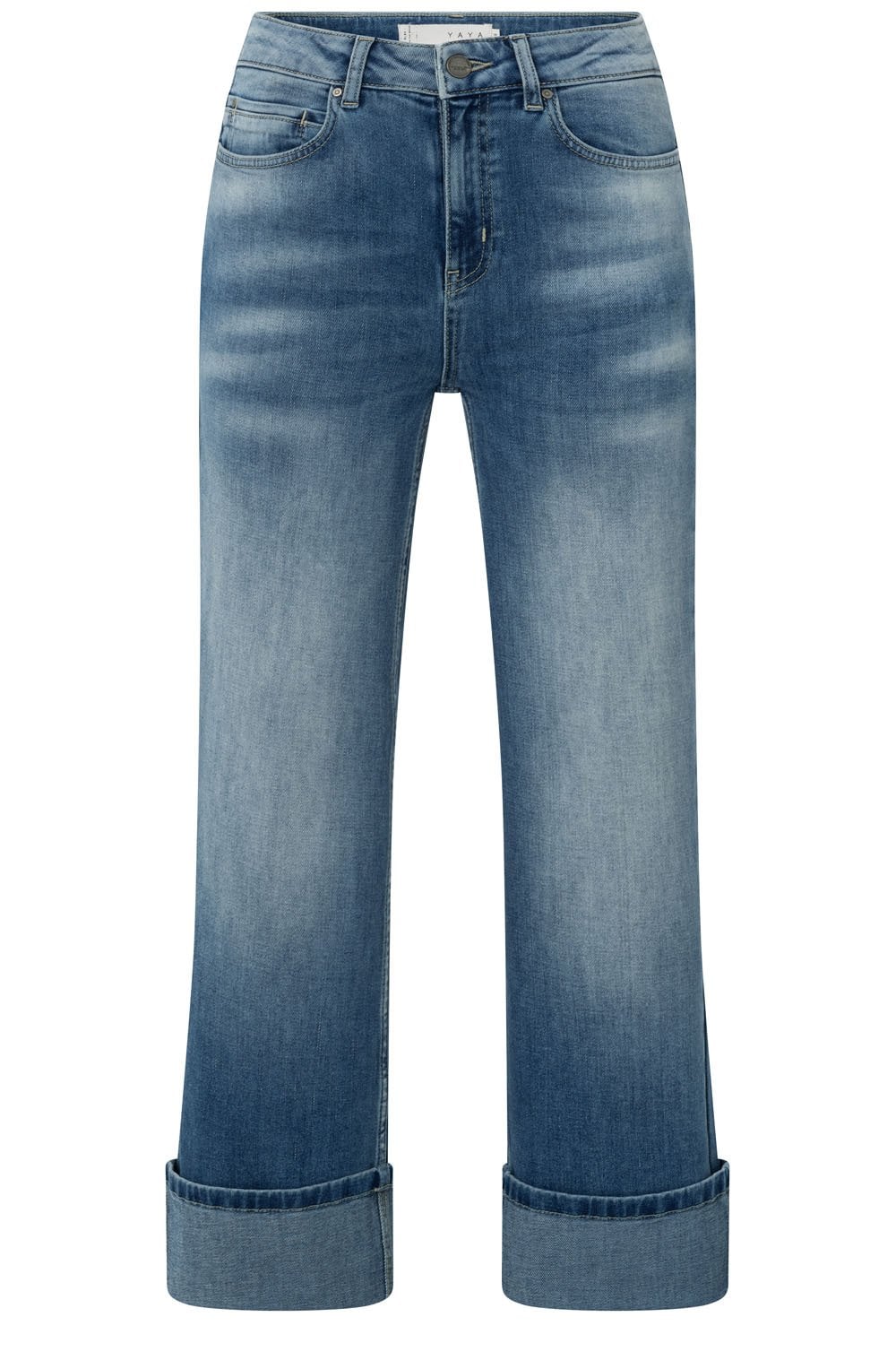Blue Denim Turned Up Hem Jeans