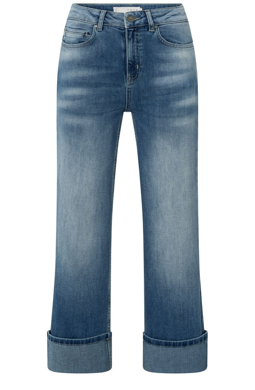 Blue Denim Turned Up Hem Jeans