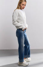 Blue Denim Turned Up Hem Jeans
