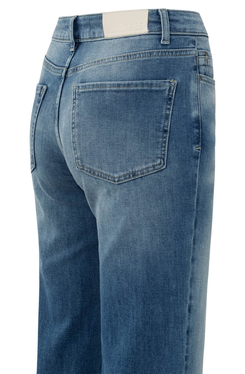 Blue Denim Turned Up Hem Jeans