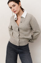 Brown Grey Cardigan with Detachable Collar
