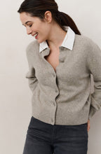Brown Grey Cardigan with Detachable Collar