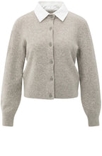 Brown Grey Cardigan with Detachable Collar