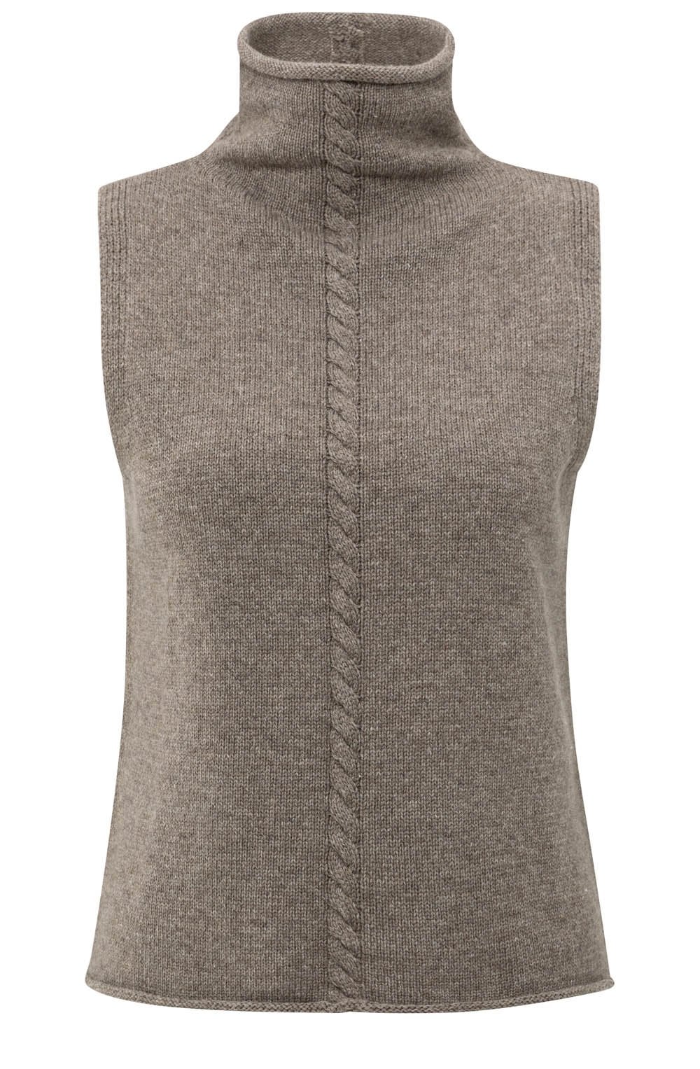 Brown Melange High Neck Slip Over