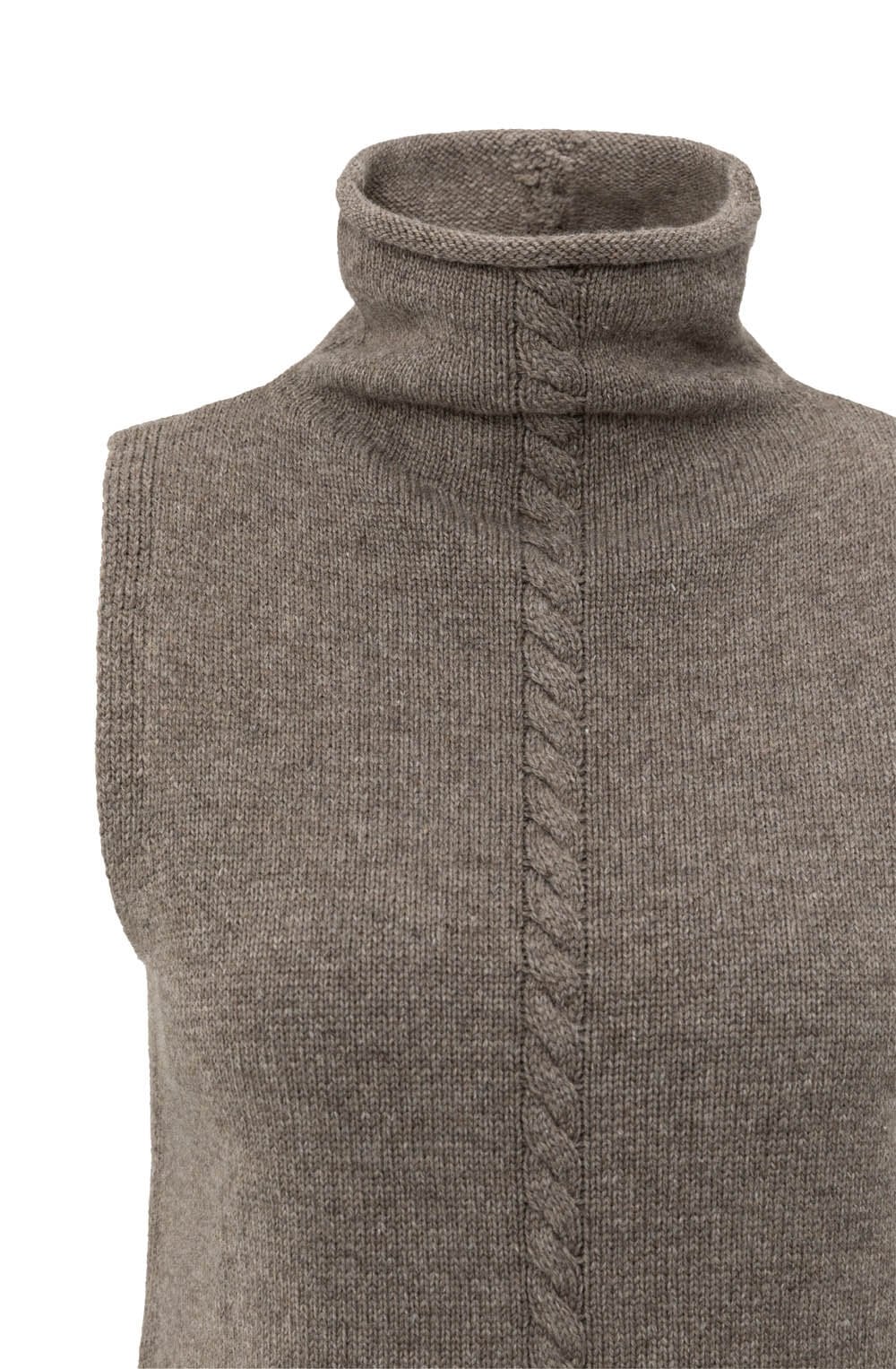 Brown Melange High Neck Slip Over