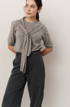 Brownish Grey Fixed Scarf Sweater