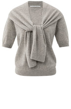 Brownish Grey Fixed Scarf Sweater