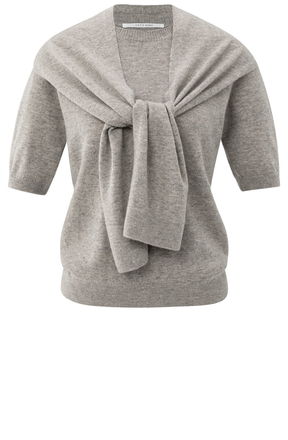 Brownish Grey Fixed Scarf Sweater