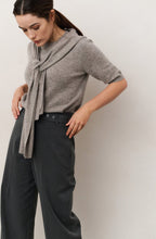 Brownish Grey Fixed Scarf Sweater