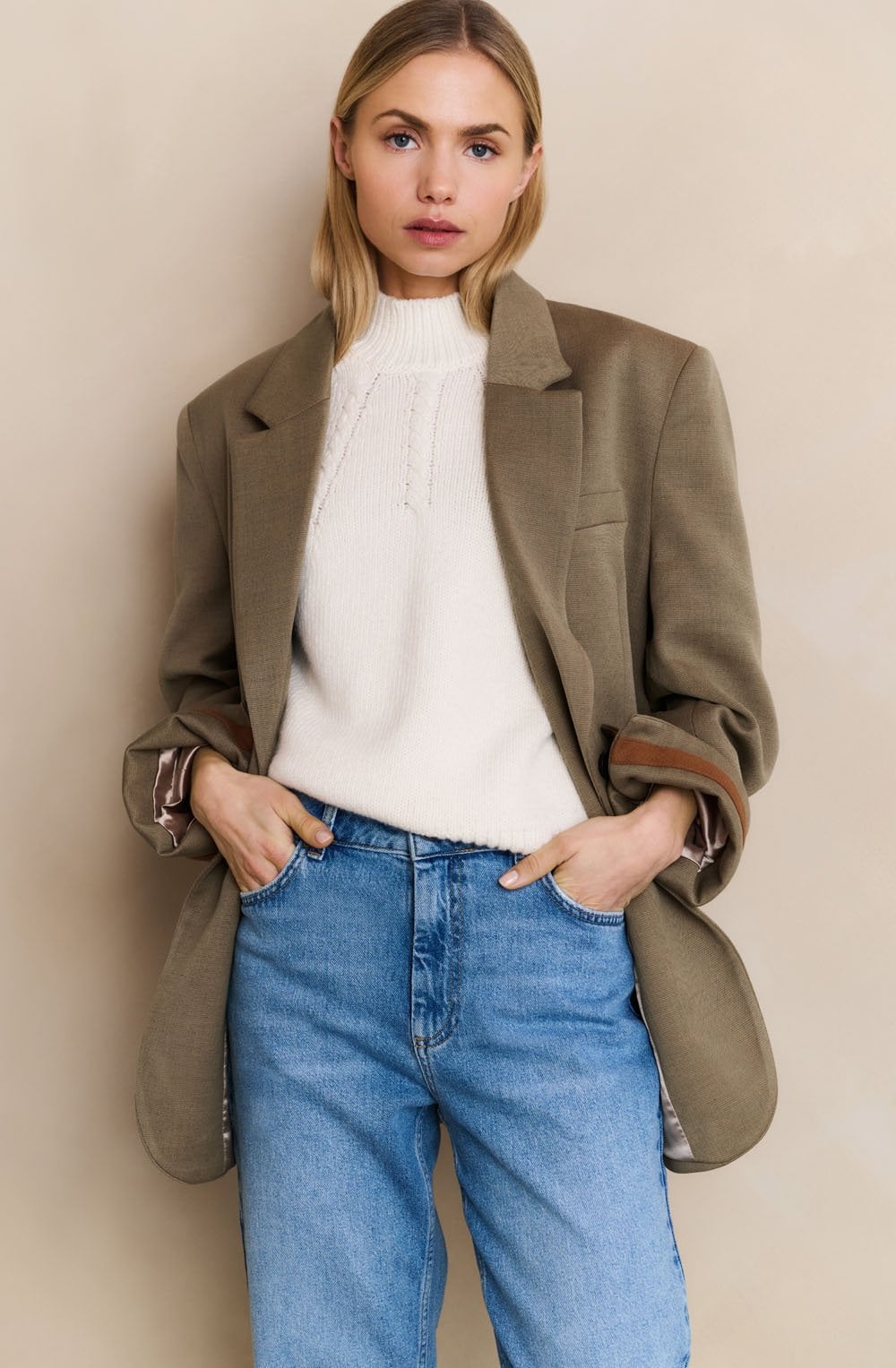 Capers Melange Oversized Loose Fit Blazer